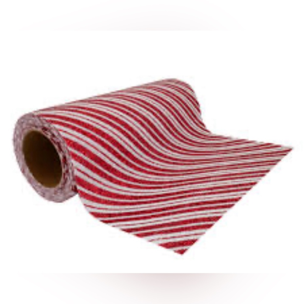 Celebrate It glitter peppermint strip (Red and White) Mesh Roll